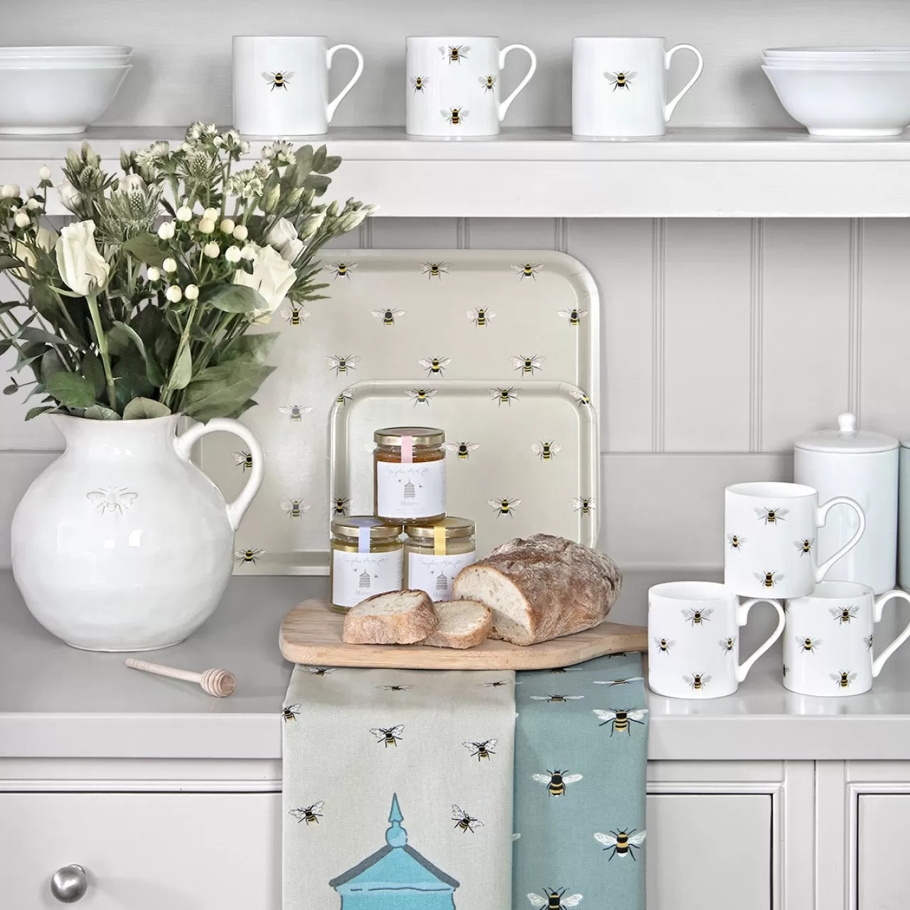 Shop Sophie Allport Bees Teal Tea Towel Set Of 2