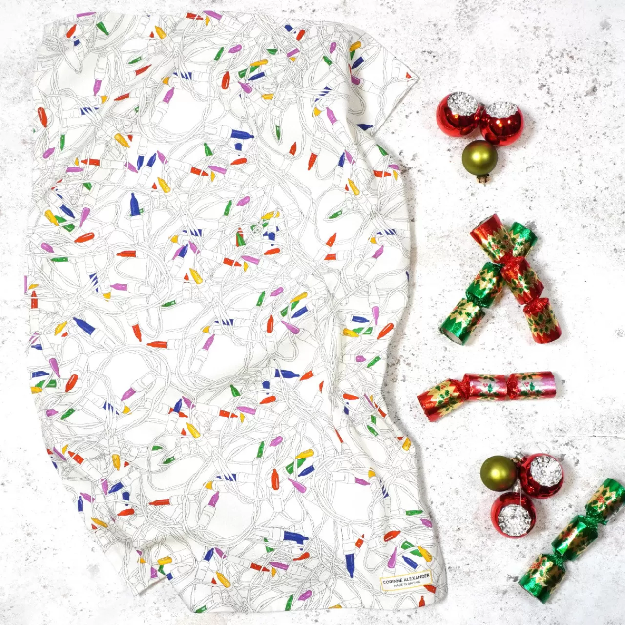 Discount Corinne Alexander Christmas Lights Tea Towel By