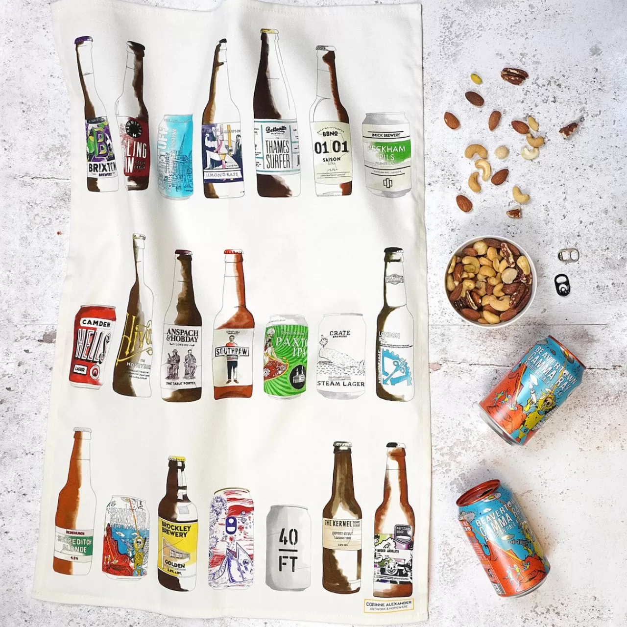 Clearance Corinne Alexander Craft Beer Tea Towel By
