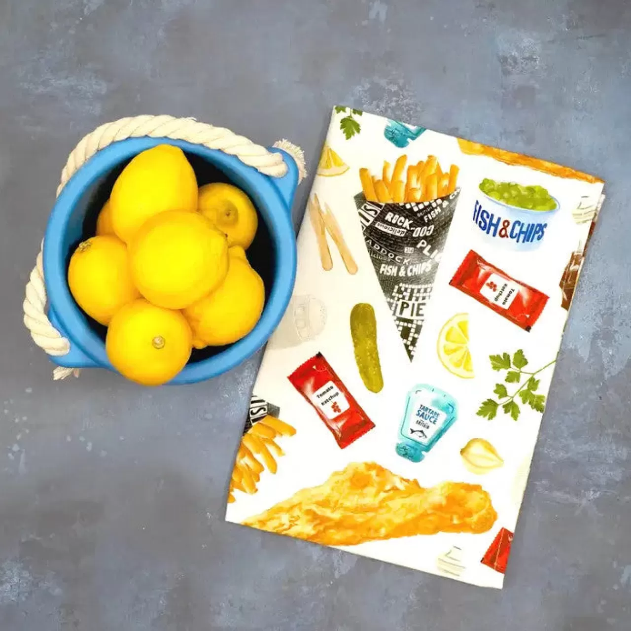 Online Corinne Alexander Fish & Chip Tea Towel By