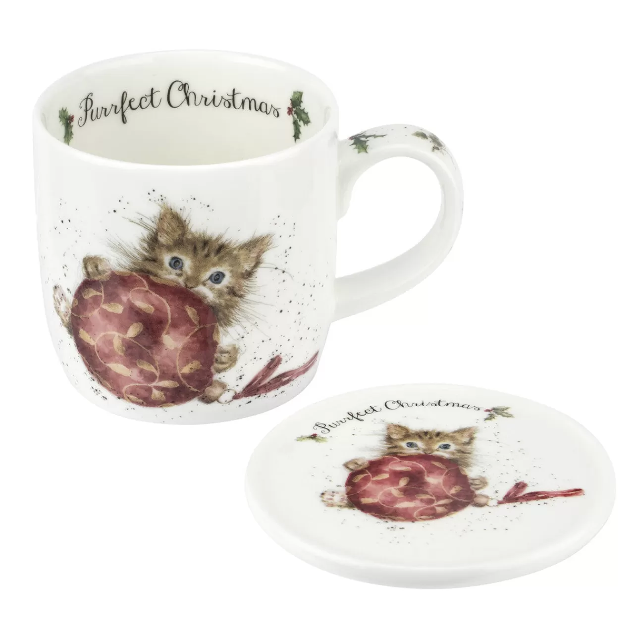 Discount Wrendale Designs Purrfect Christmas Fine Bone China Mug & Coaster Set