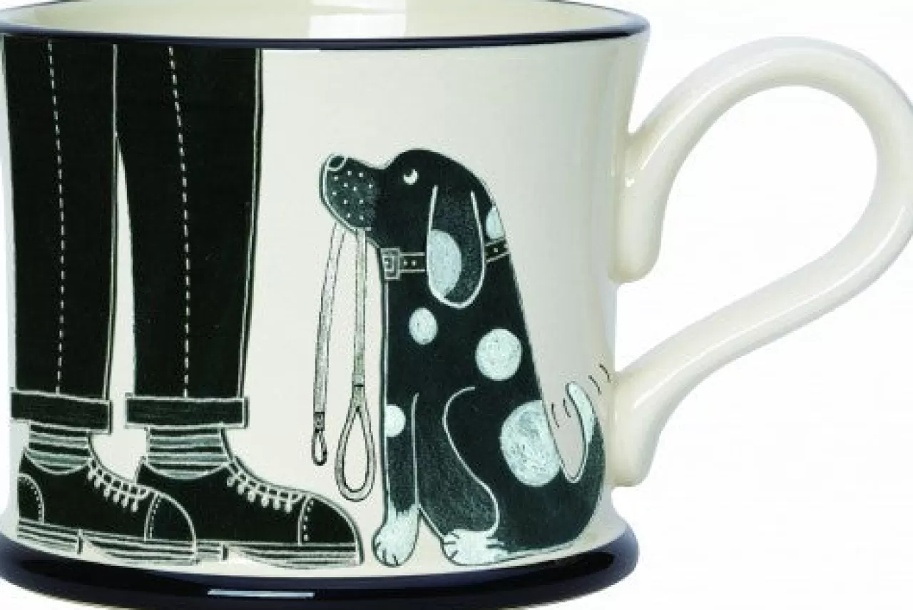 Sale Moorland Pottery Take The Leash - It's A Dog's Life Mug By