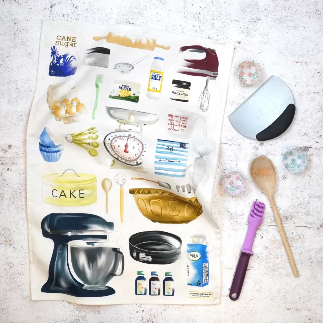 Sale Corinne Alexander Time To Bake Tea Towel By