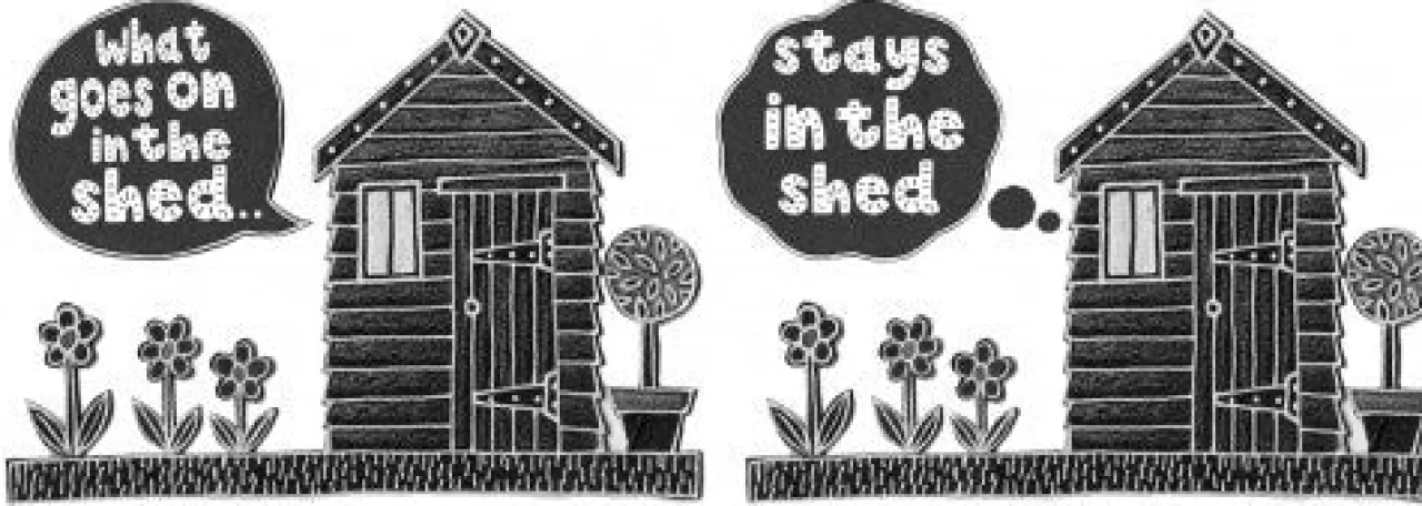 Outlet Moorland Pottery What Goes On In The Shed Mug By